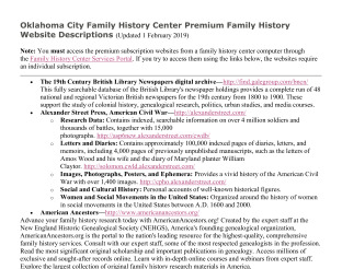 OKC Family History Center Website Descriptions